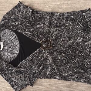 Dressbarn Black and White Abstract Blouse